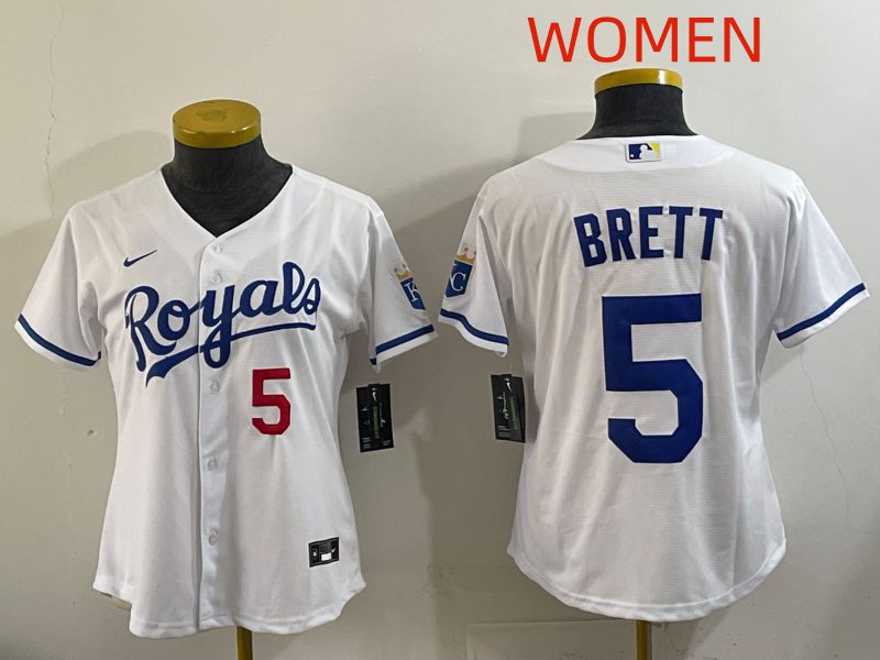Women Kansas City Royals #5 Brett White Game Nike MLB Jersey style 002->women mlb jersey->Women Jersey